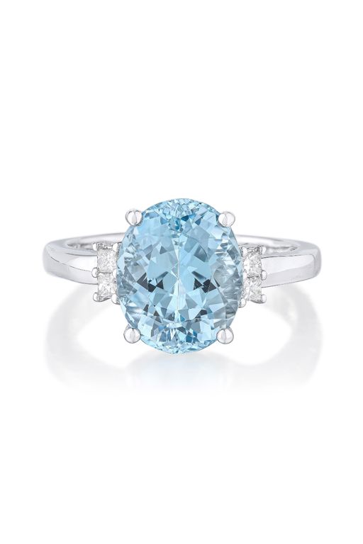 18k Gold Aquamarine and Diamond Ring