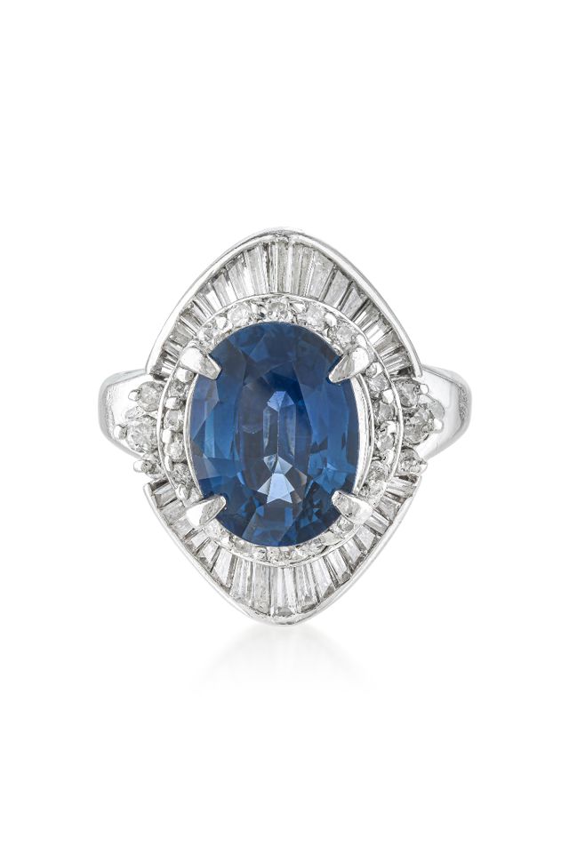Platinum Sapphire and Diamond Ring