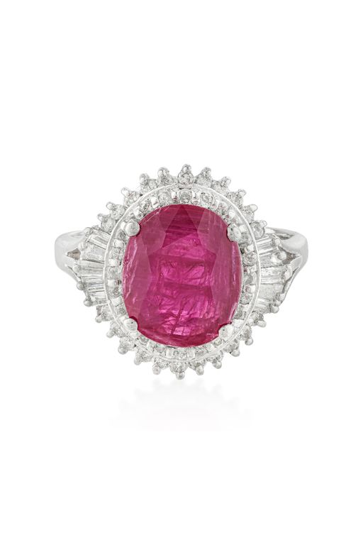 Platinum Ruby and Diamond Ring