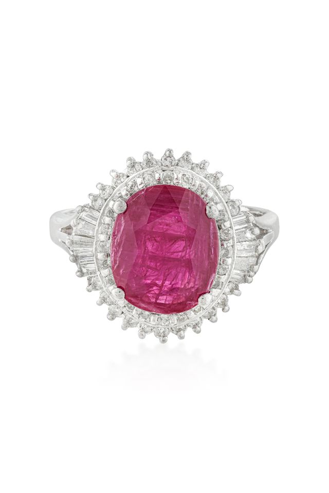 Platinum Ruby and Diamond Ring