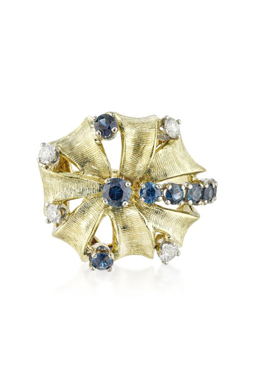 14k Gold Sapphire and Diamond Ring
