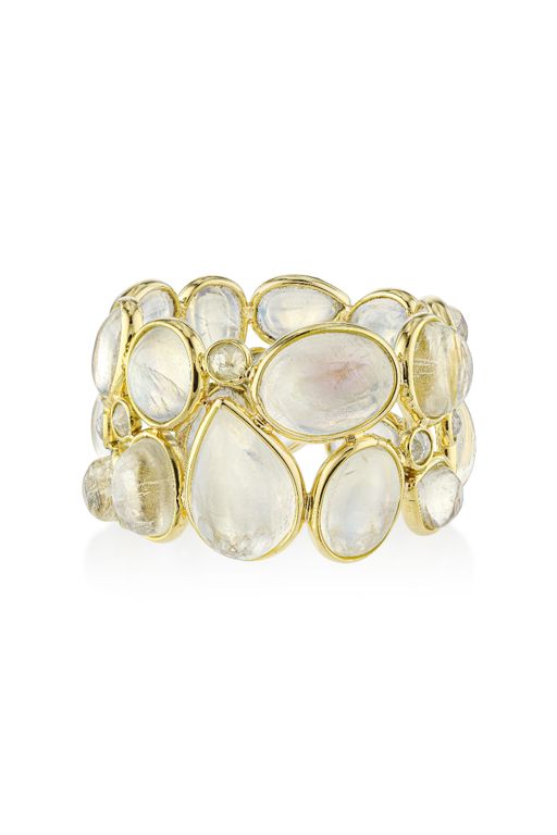 18k Gold Moonstone and Diamond Ring