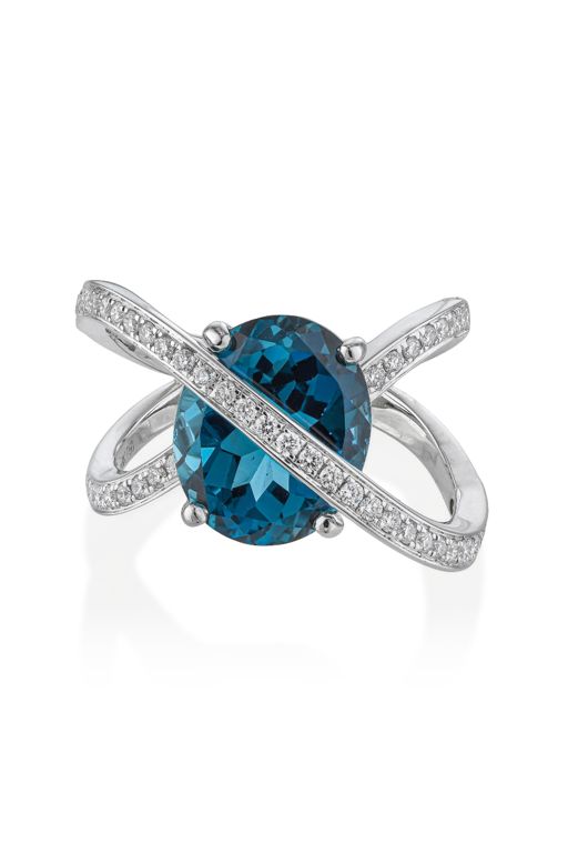 18k Gold Topaz and Diamond Ring