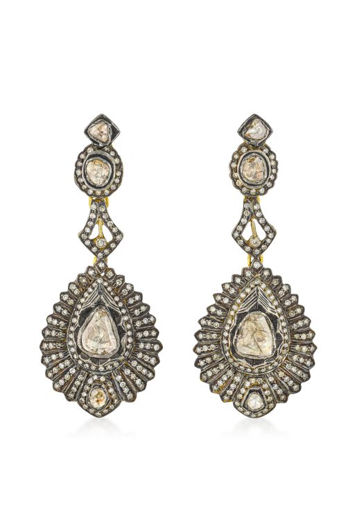 Pair of Sterling Silver Diamond Earrings