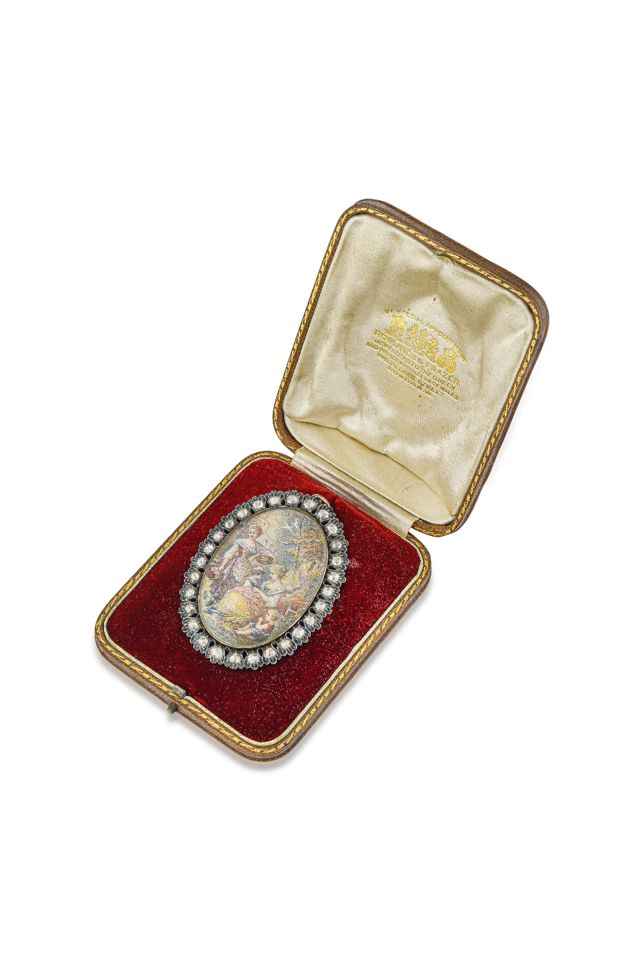 Silver and Gold Diamond Pendant Brooch
