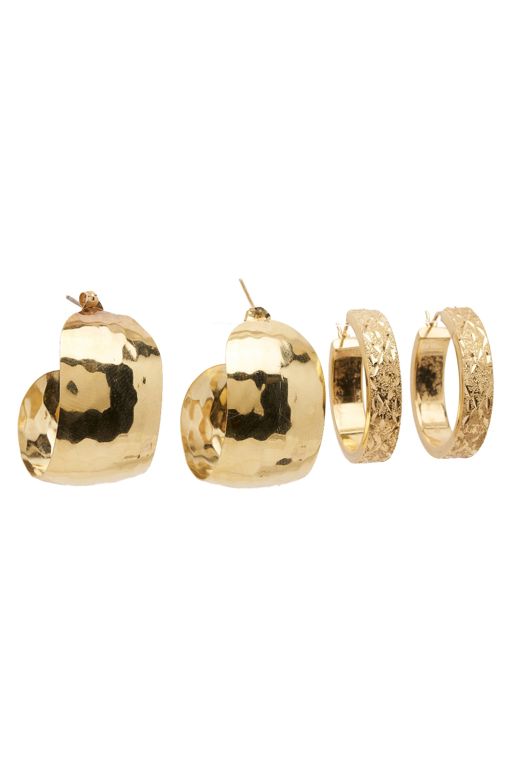 Two Pairs of 14k Yellow Gold Hoop Earrings