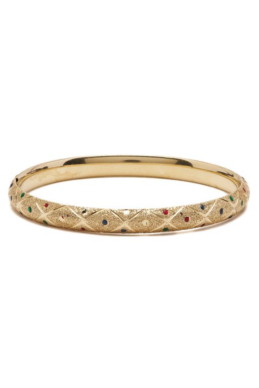 14k Yellow Gold and Enamel Hinged Bracelet