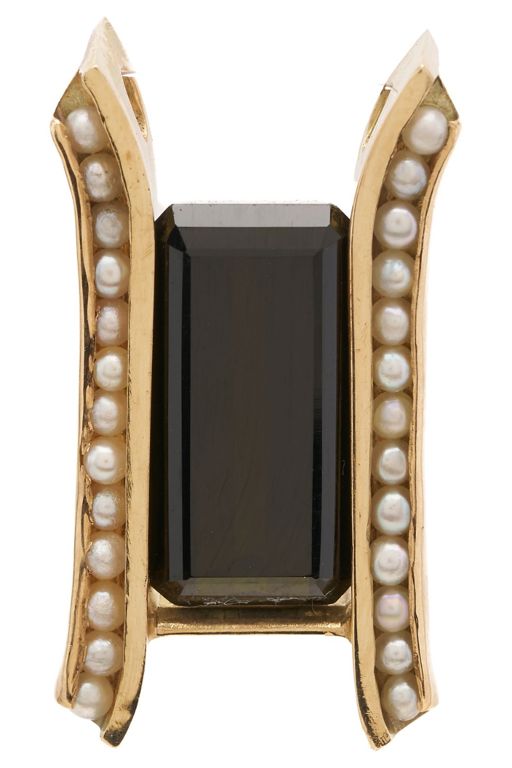 14k Gold Tourmaline and Pearl Slider Pendant