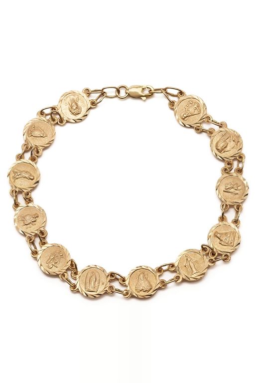 14k Yellow Gold Medallion Link Bracelet