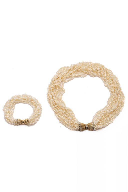 14k Yellow Gold Pearl Jewelry Set