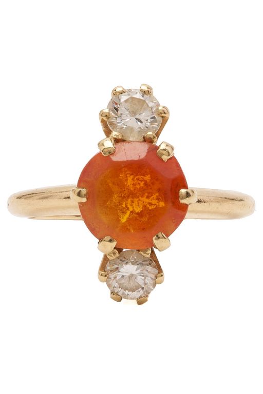 14k Gold Spessartine Garnet and Diamond Ring