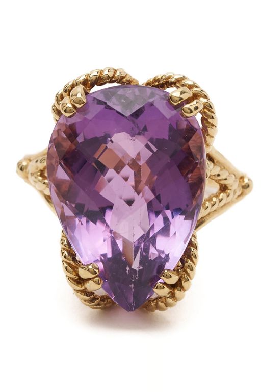 14k Yellow Gold Amethyst Ring