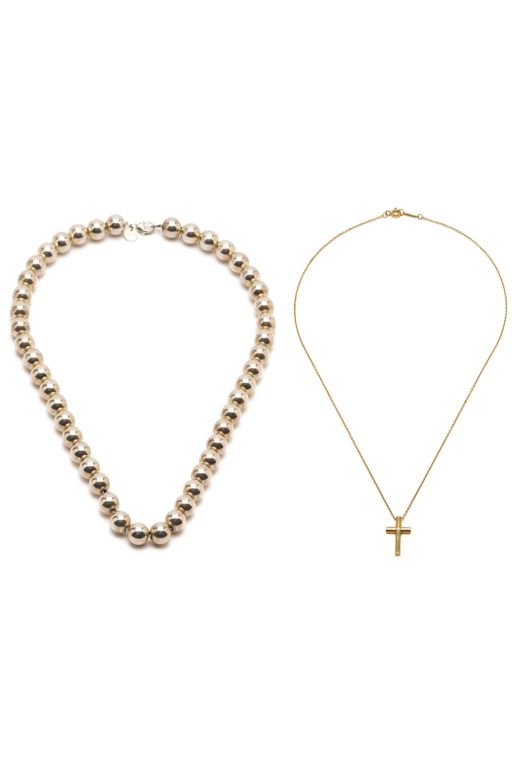 18k Yellow Gold and Sterling Silver Jewelry Set