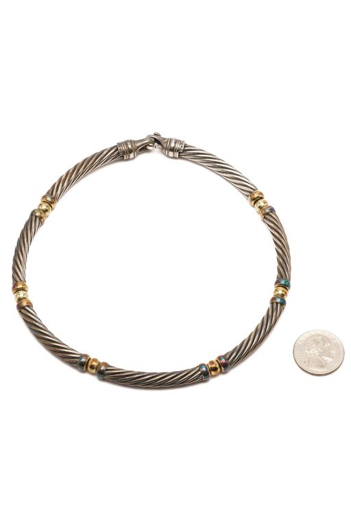 Silver and 14k Yellow Gold Choker Necklace