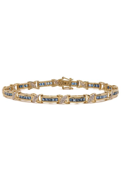 14k Yellow Gold Sapphire and Diamond Bracelet