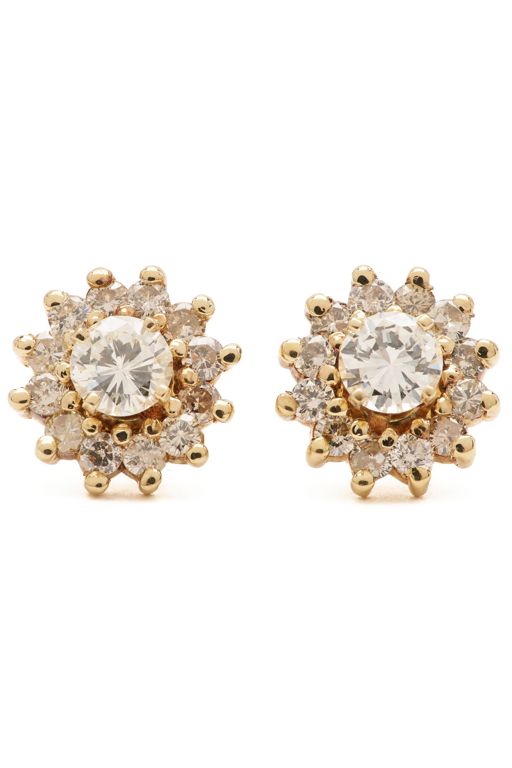14k Yellow Gold Diamond Stud Earrings