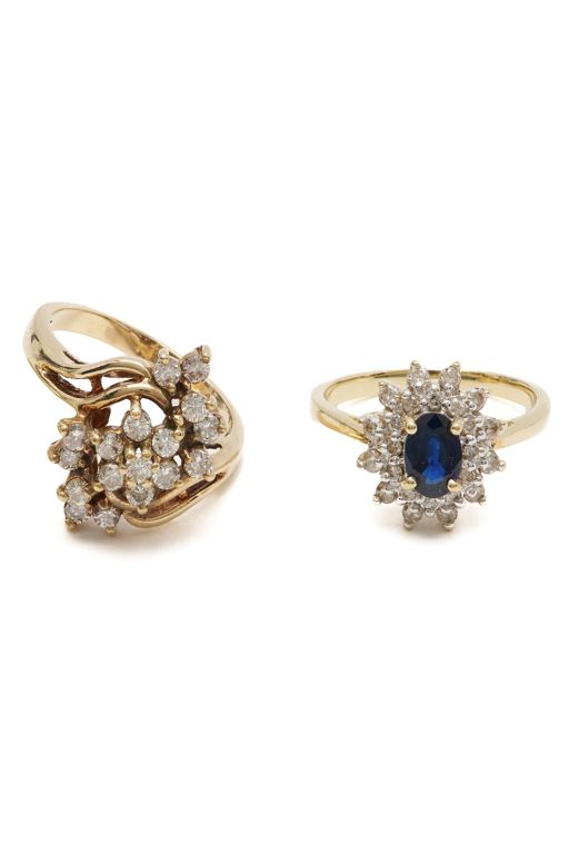 Two Yellow Gold Gemstone Rings