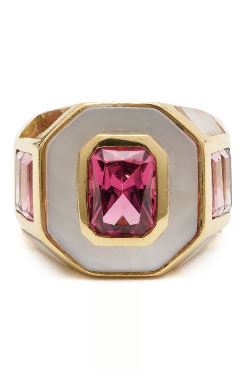 18k Yellow Gold Tourmaline and MOP Ring