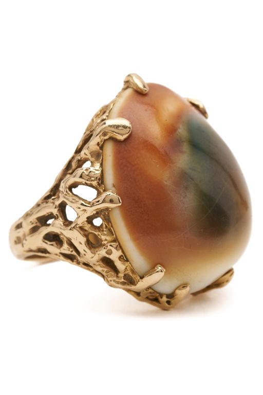 14k Yellow Gold Operculum Shell Ring