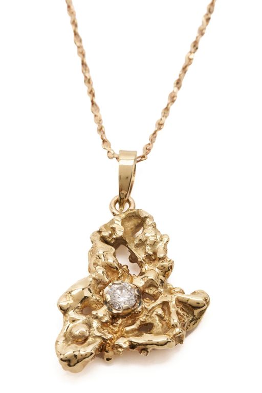 Yellow Gold Diamond Nugget Pendant Necklace
