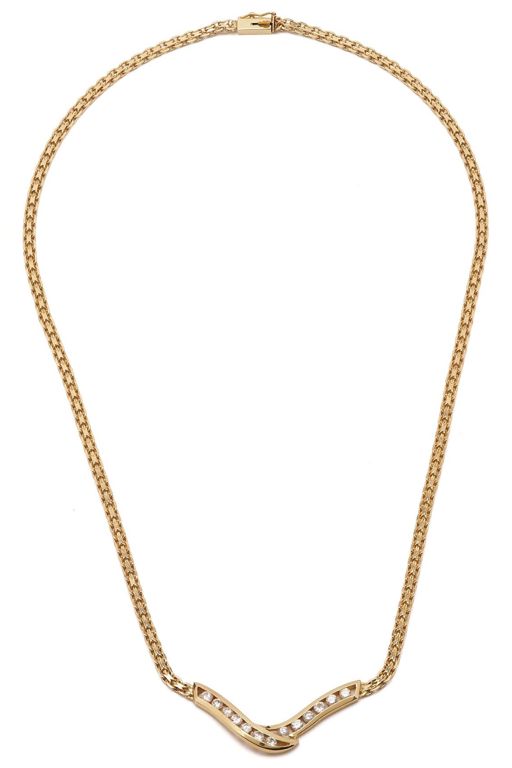 14k Yellow Gold Diamond Chain Necklace