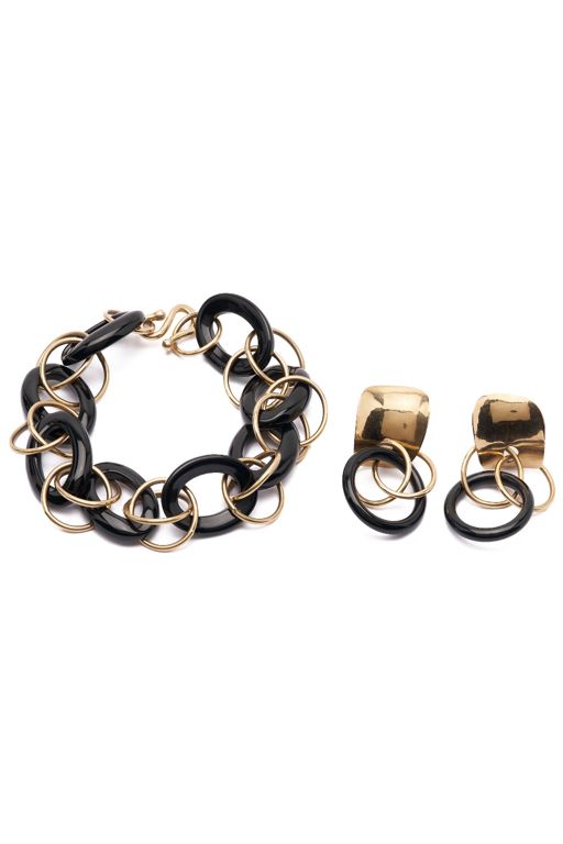 14k Yellow Gold Onyx Jewelry Set