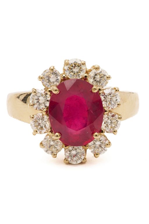 14k Yellow Gold Ruby and Diamond Ring
