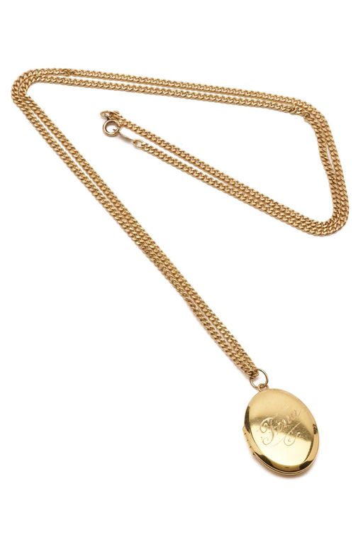 14k Yellow Gold Locket Pendant Necklace