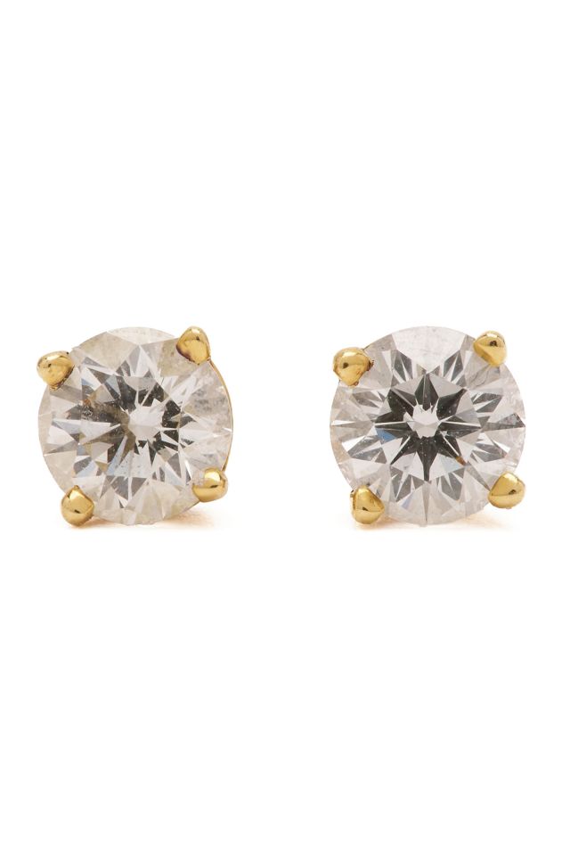 18k Yellow Gold Diamond Stud Earrings