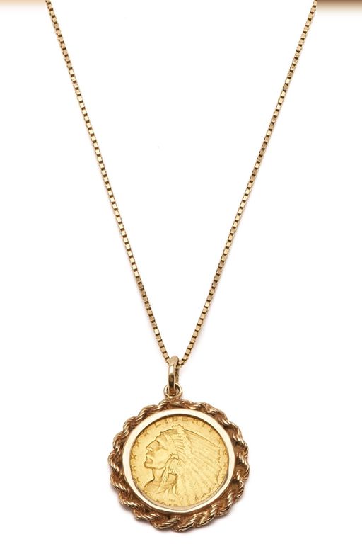 Yellow Gold Coin Pendant Necklace