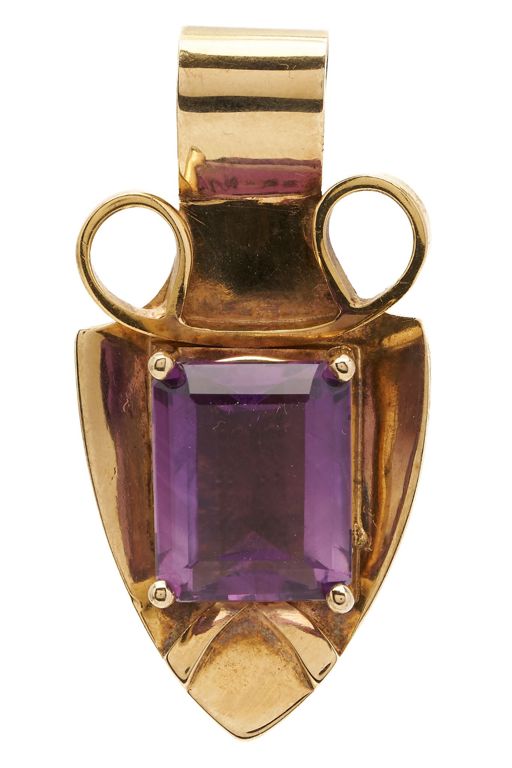 14k Yellow Gold Amethyst Pendant