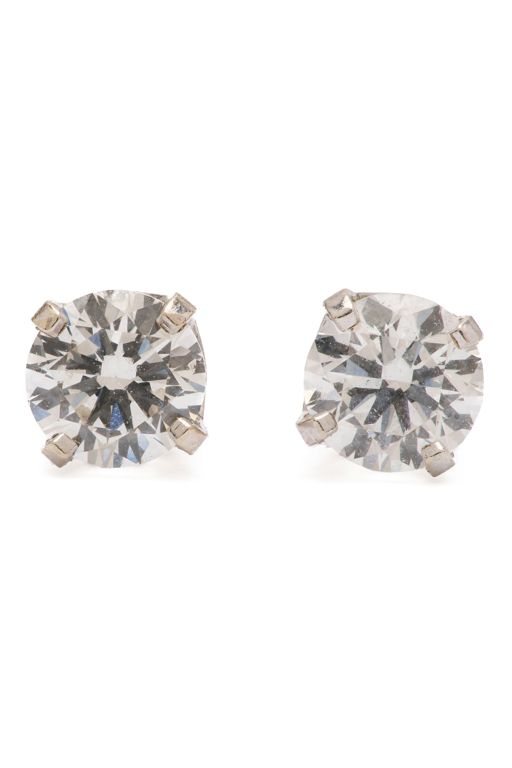 14k White Gold Diamond Stud Earrings