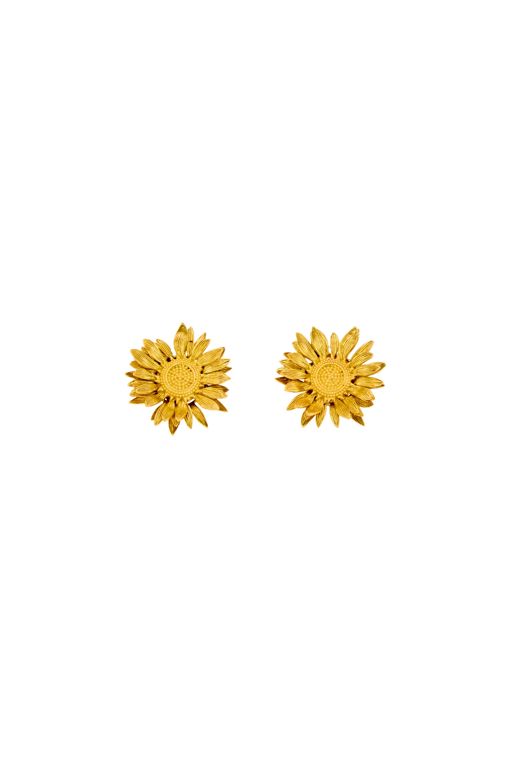 Pair of 18k Gold Sunflower Earrings