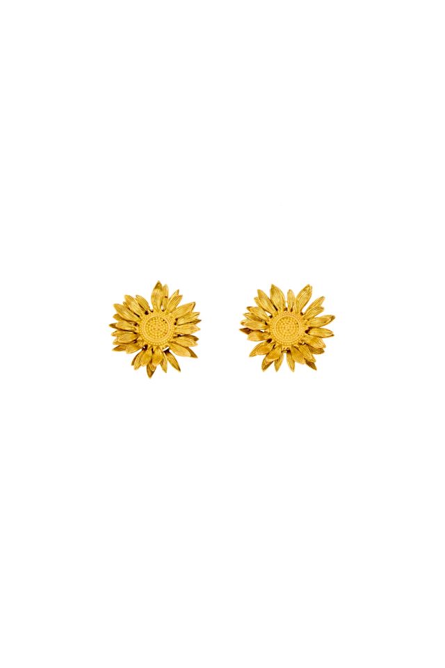 Pair of 18k Gold Sunflower Earrings