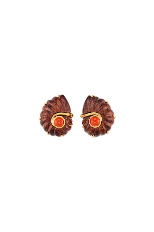 Pair of 18k Gold Coral Earrings