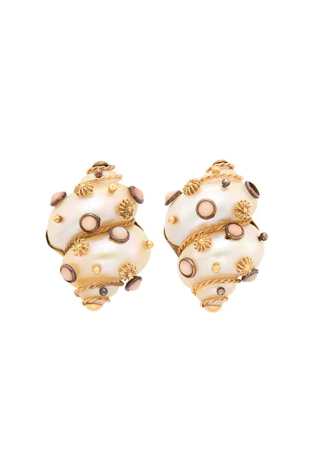 Pair of 14k Gold Coral Earrings
