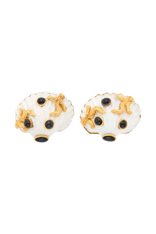 Pair of 14k Gold Onyx Earrings