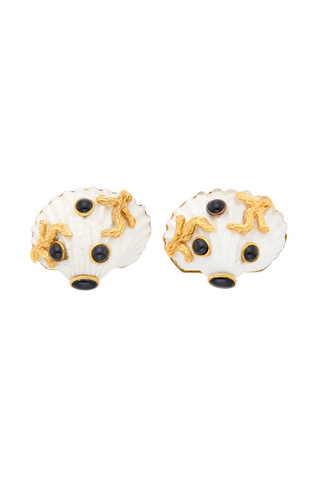 Pair of 14k Gold Onyx Earrings