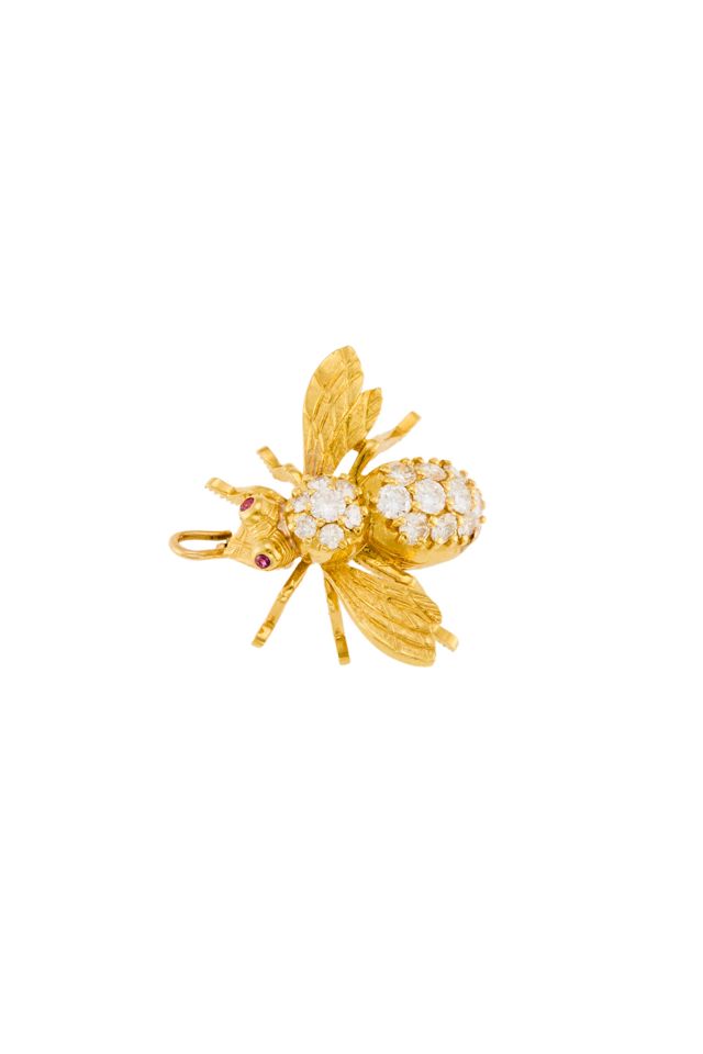 18k Gold Ruby and Diamond Pendant-Brooch