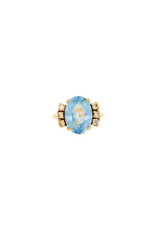 14k Gold Spinel and Diamond Ring