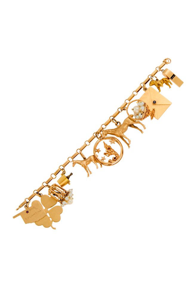 14k Gold Pearl Charm Bracelet