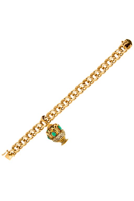 14k Gold Turquoise and Carnelian Bracelet