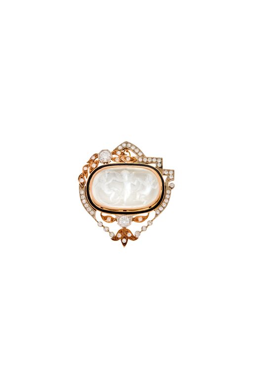 10k Gold Moonstone and Diamond Pendant-Brooch