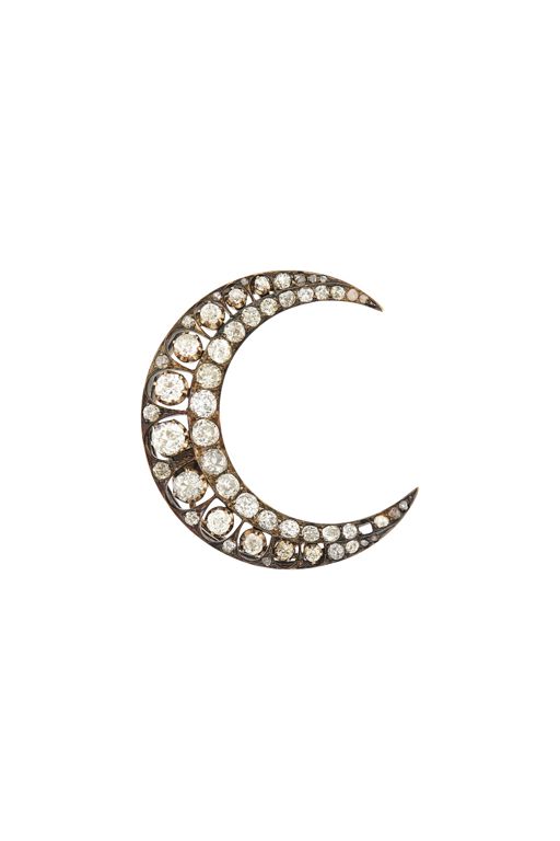 14k Gold and Silver Diamond Brooch
