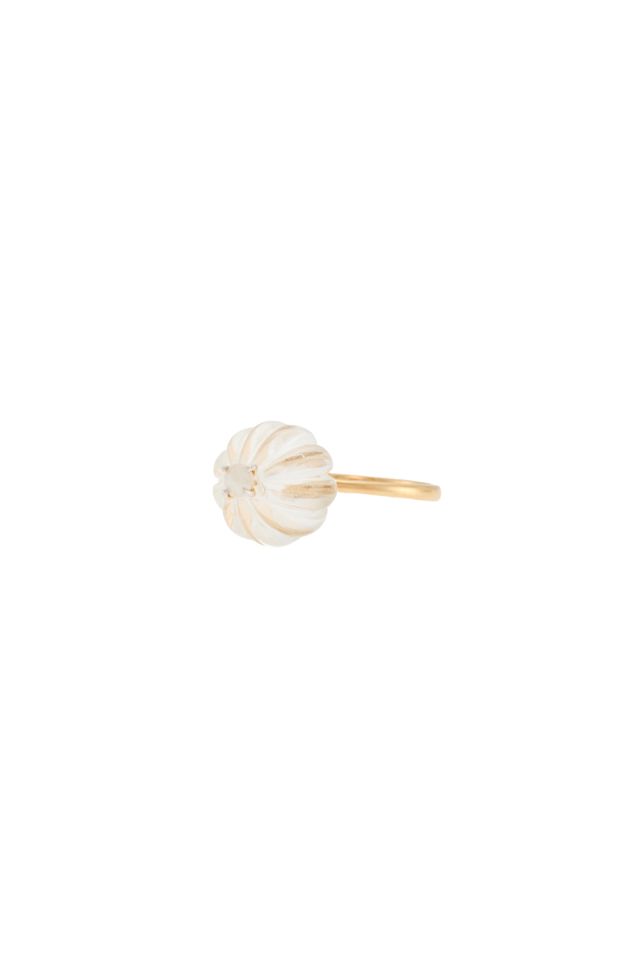 18k Gold Rock Crystal and Diamond Ring