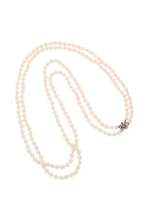 14k Gold Pearl and Diamond Necklace