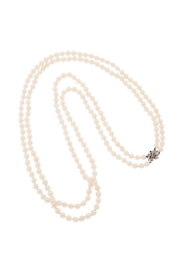 14k Gold Pearl and Diamond Necklace