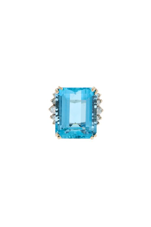 14k Gold Aquamarine and Diamond Ring