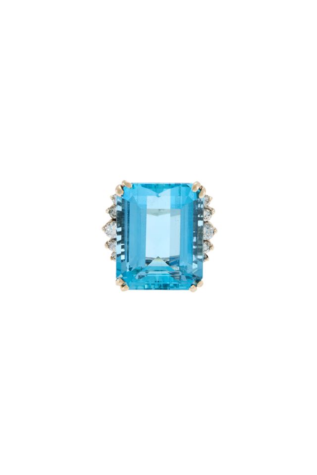 14k Gold Aquamarine and Diamond Ring