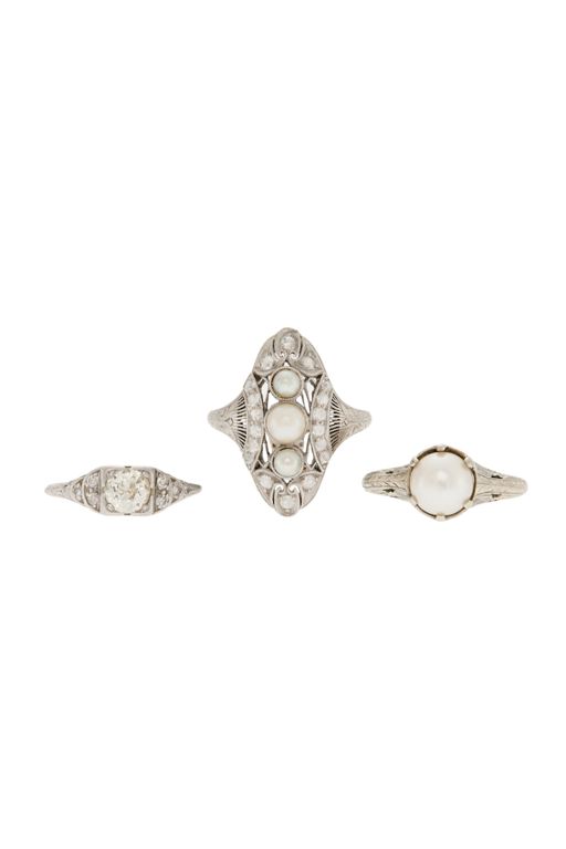 Three Platinum and 18k Gold Multi-Gem Rings